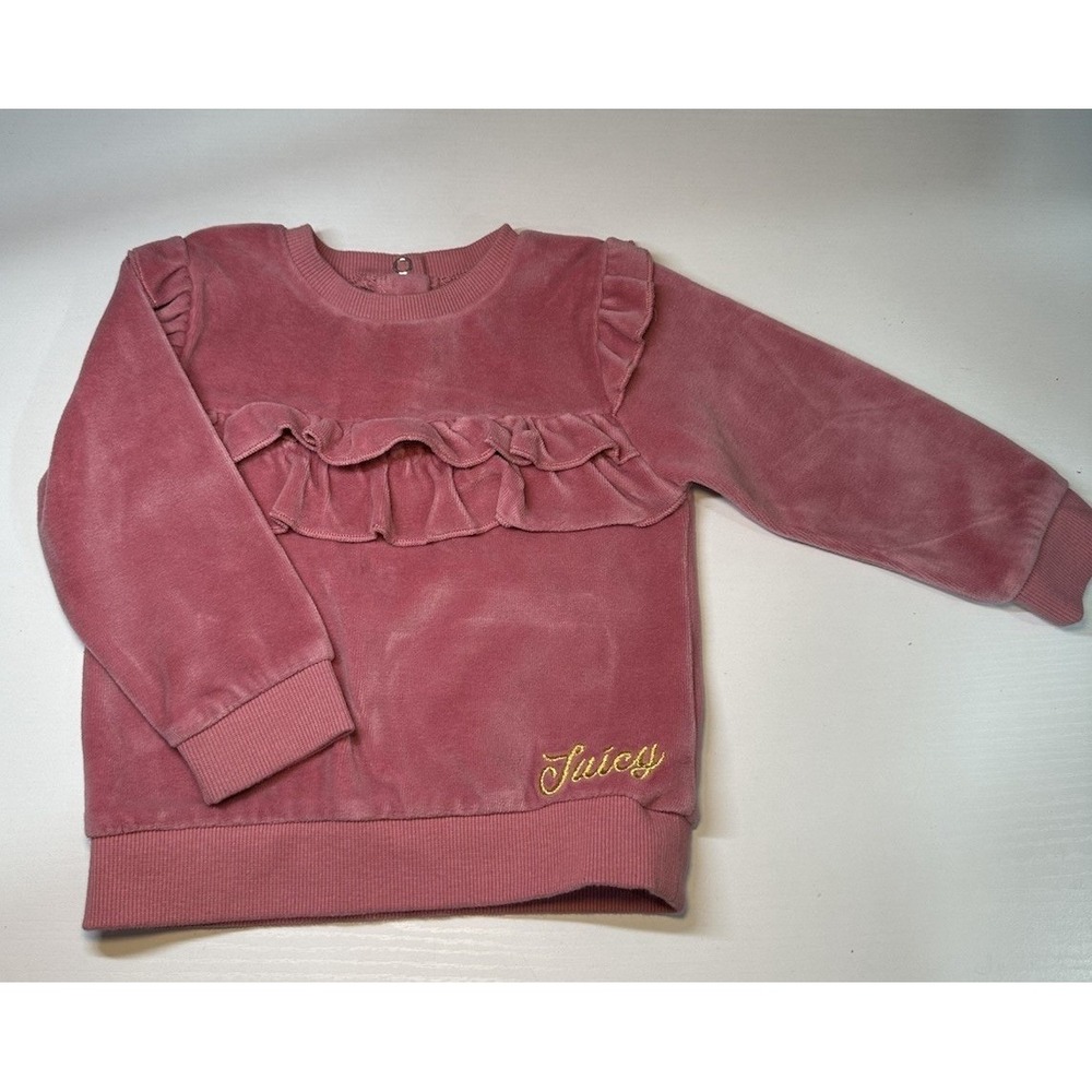Juicy Couture Vintage Toddler Girl 18 Months Pink Logo Velour Sweater Pull On